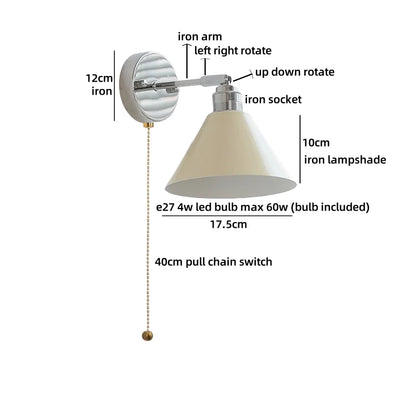 Clara Vintage Industrie-Eisen-LED-Wandlampe mit Zugschalter