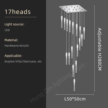 Amélie Crystal Ring Staircase Chandelier