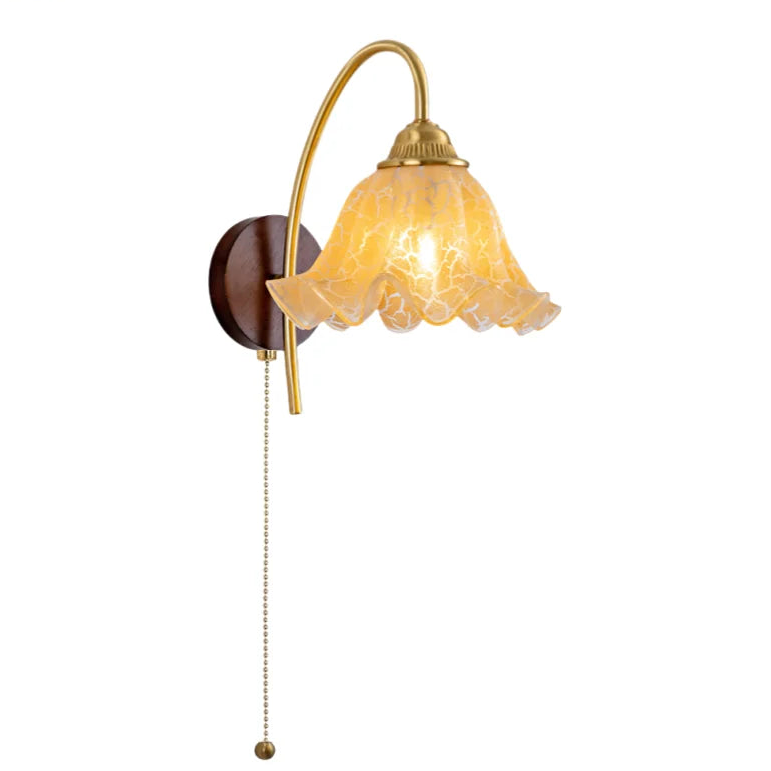 Amélie Nordic Glass Wood LED Wall Lamp Antique Brass