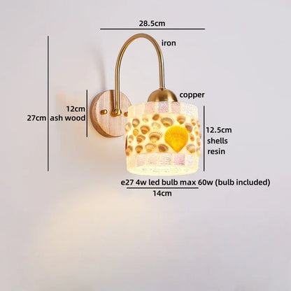 Sakura White Ceramic Walnut Wood LED Wall Lamp Japan Style