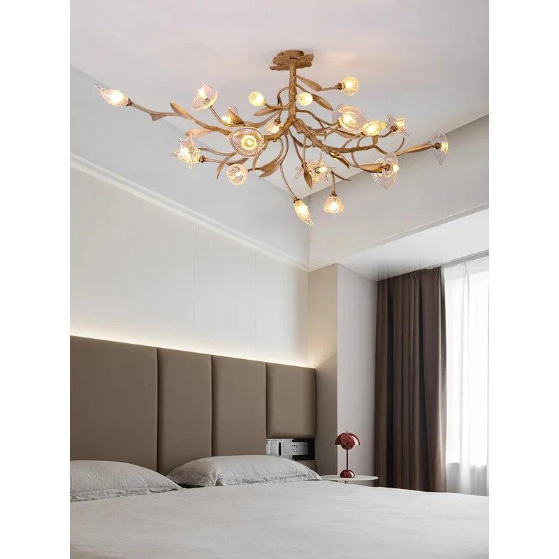 Élise Postmodern Copper Crystal Flower Chandelier Ceiling Light
