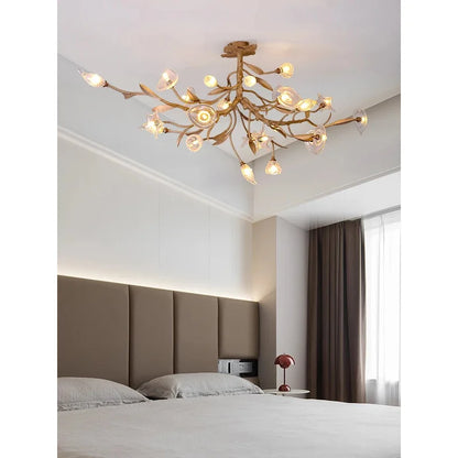 Élise Postmodern Copper Crystal Flower Chandelier Ceiling Light