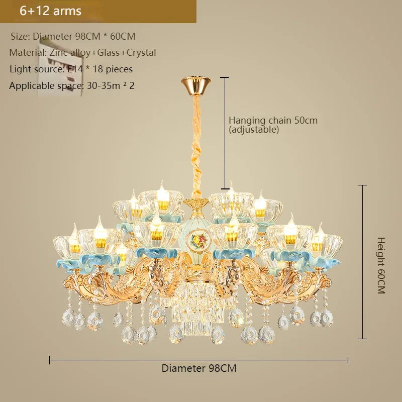 French Crystal Chandelier Light for Villa Living and Dining Room