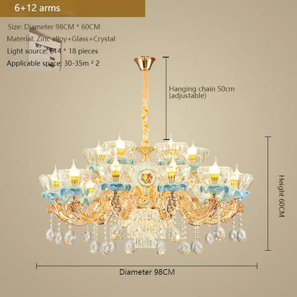 French Crystal Chandelier Light for Villa Living and Dining Room