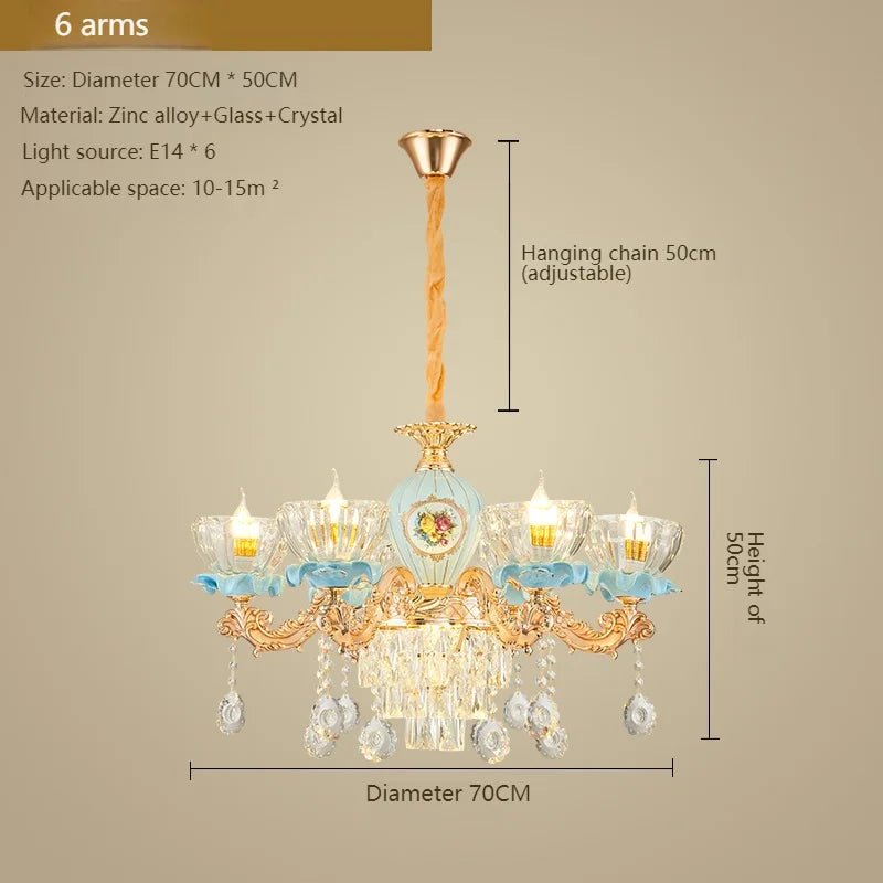 French Crystal Chandelier Light for Villa Living and Dining Room