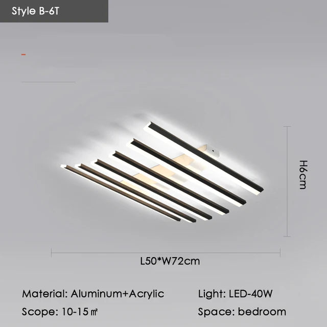 Élodie Minimalistische schwarze Linien-LED-Deckenleuchte, verstellbar
