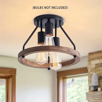 Lucie Industrial Retro Ceiling Light Black Round Fixture
