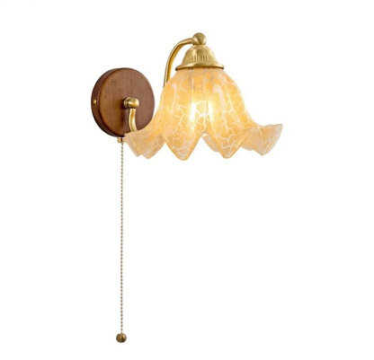 Sakura White Ceramic Walnut Wood LED Wall Lamp Japan Style