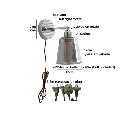 Clara Vintage Industrie-Eisen-LED-Wandlampe mit Zugschalter