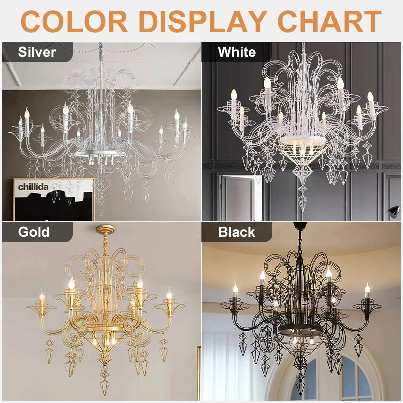 Camille Barock Kerzen LED Deckenleuchter Luxus Pendelleuchte