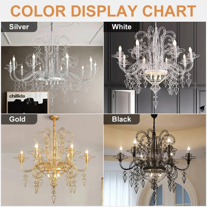 Camille Barock Kerzen LED Deckenleuchter Luxus Pendelleuchte