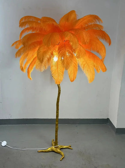 Camille Modern White Pink Feather Floor Lamp Romantic Foyer Decor Light