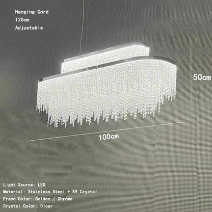 Camille Crystal Tassel Staircase Chandelier Luxury Ceiling Light