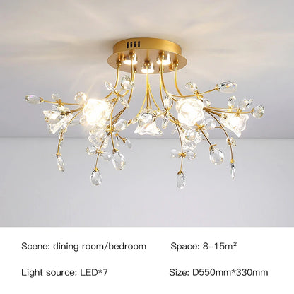 Eléonore Gold Crystal Branch Tree Ceiling Light