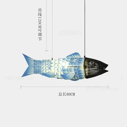 Koi Artisan Bambus-Fisch Pendelleuchte