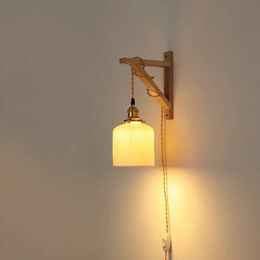 Élodie Nordic Ceramic Wood LED Wall Lamp E27 Plug