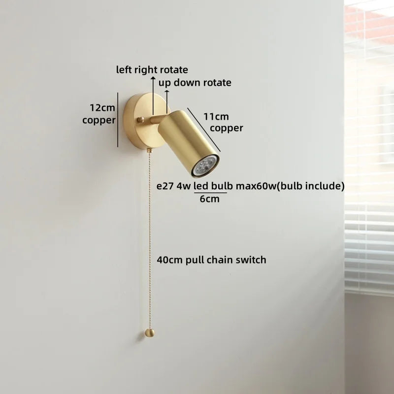 Camille Gold Copper Walnut LED Wall Lamp Japan Style