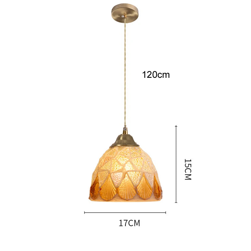 Isabelle Shell Glass Pendant Light Art Deco Bedside Lamp