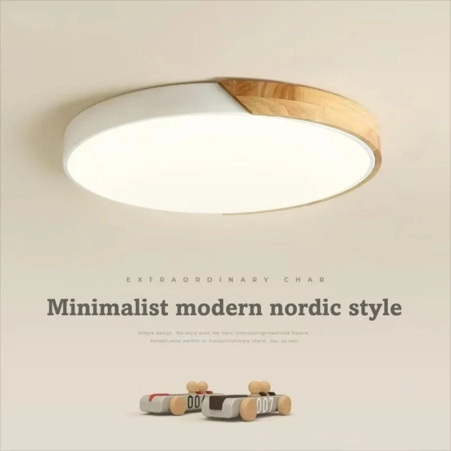 Camille Nordic Macaroon LED-Deckenleuchte, rund, aus Holz