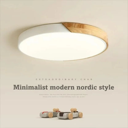 Camille Nordic Macaroon LED-Deckenleuchte, rund, aus Holz