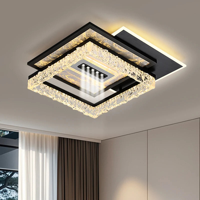 Nordic Crystal LED Ceiling Light – Modern Dimmable Flush Mount for Living Room & Bedroom