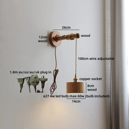 Élodie Nordische Keramik Holz LED Wandleuchte E27 Stecker