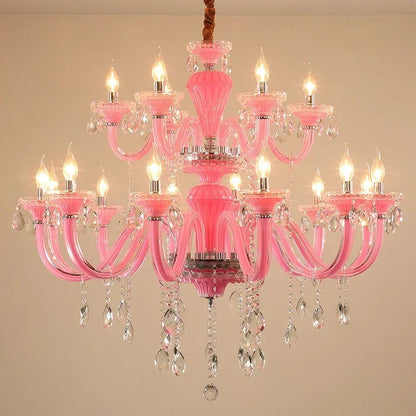 Kunst Kerze Rosa Kristall - Pendelleuchter für Schlafzimmer | Mädchenzimmer Kinderzimmer Wohnzimmer Restaurant