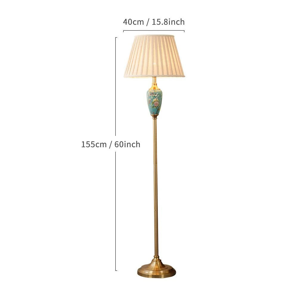Élise Keramik Retro LED-Stehleuchte Stoffschirm Wohnzimmer