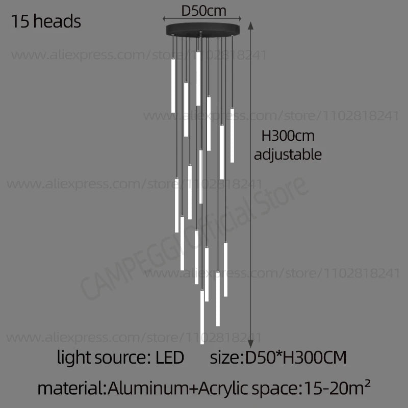 Colette Minimalist Nordic LED Staircase Chandelier