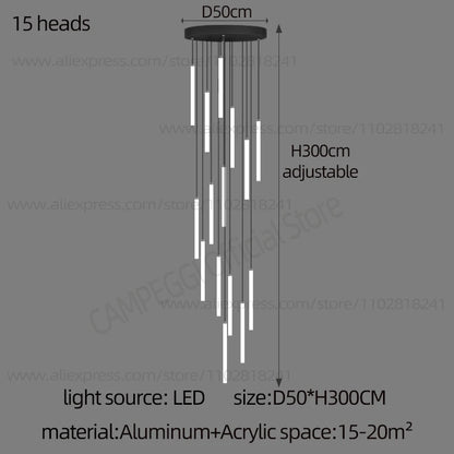 Colette Minimalist Nordic LED Staircase Chandelier