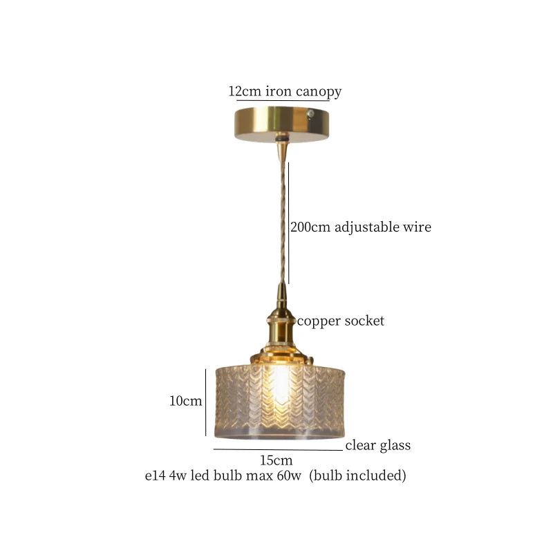 Élise Vintage Cracked Glass Copper LED Pendant Lamp Loft Style