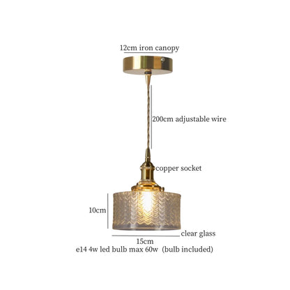 Élise Vintage Cracked Glass Copper LED Pendant Lamp Loft Style
