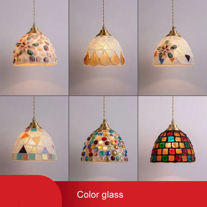 Isabelle Shell Glass Pendant Light Art Deco Bedside Lamp