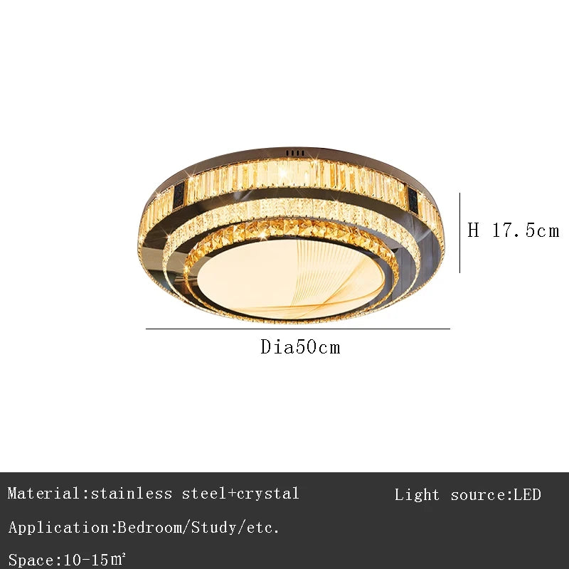 Celestia Gold Kristall Deckenleuchte mit bündigem LED