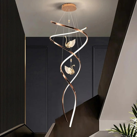 Celestine Wendel-Schwan LED-Treppen-Kronleuchter