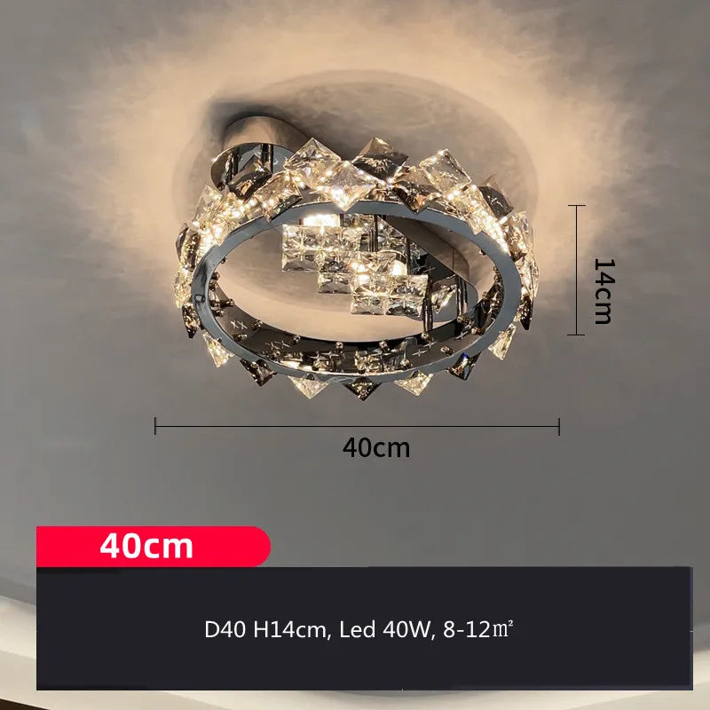 Sophie Moderne Chrom Kristall Ring LED Deckenleuchte Foyerlampe