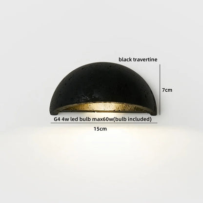 Lucie Travertine Stone Wall Lamp with Wooden Base