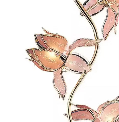 Élodie Modern Lotus LED Floor Lamp E26 Pink Glass Flower