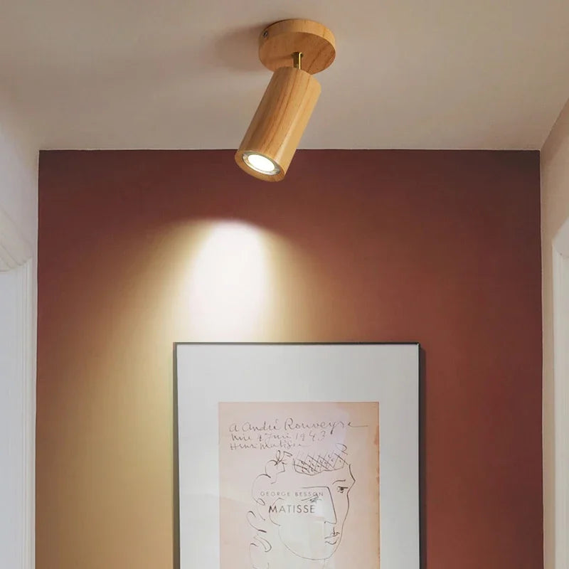 Camille Wooden LED E27 Surface Spotlight Ceiling Lamp