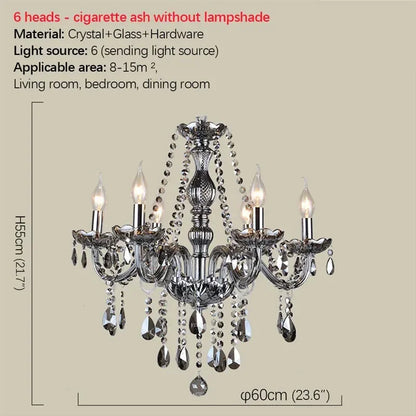 ELARA Europäische Luxus Kristall Pendelleuchte Rauchgrau Wohnzimmer Restaurant Schlafzimmer Villa Hotel Western Restaurant Kronleuchter