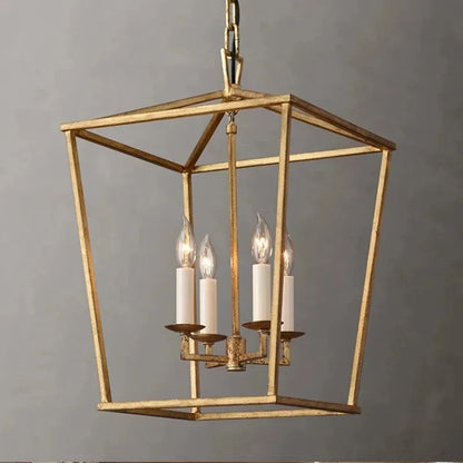 Vintage Gold Eisenkäfig Hängelampe für Esszimmer und Wohnbereiche