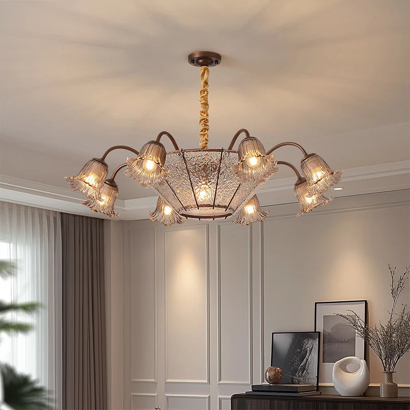 Vintage Blumen Glas LED Pendelleuchter