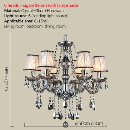 ELARA Europäische Luxus Kristall Pendelleuchte Rauchgrau Wohnzimmer Restaurant Schlafzimmer Villa Hotel Western Restaurant Kronleuchter
