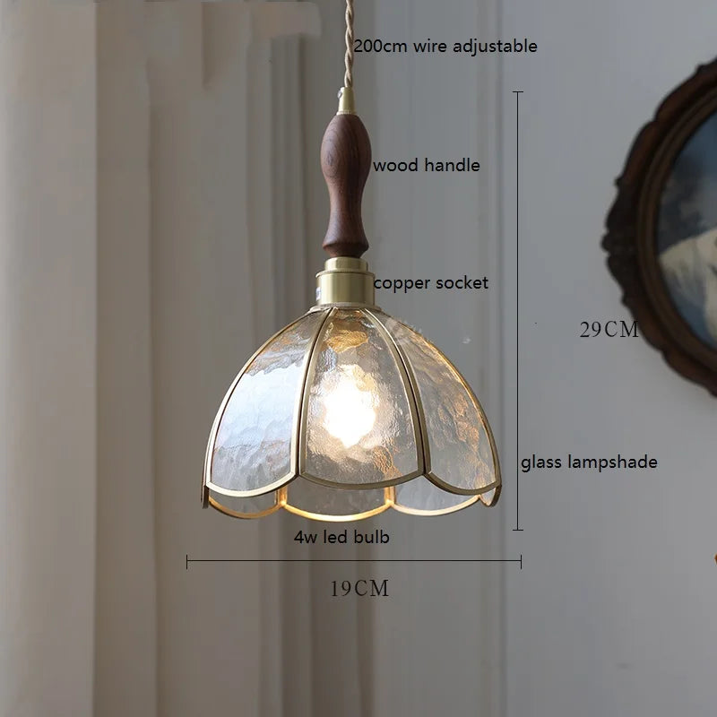 Camille Copper Glass Pendant Light Vintage Style