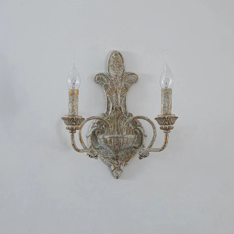 Sophie French Antique Dual Head Iron Wall Lamp E14 Retro Wandleuchte