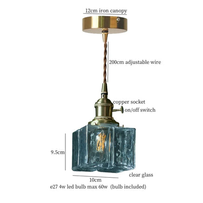 Élise Vintage Cracked Glass Copper LED Pendant Lamp Loft Style