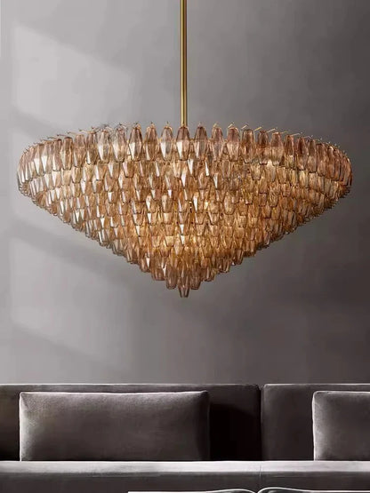 Retro Champagner Pendelleuchte für große Wohnzimmerbeleuchtung