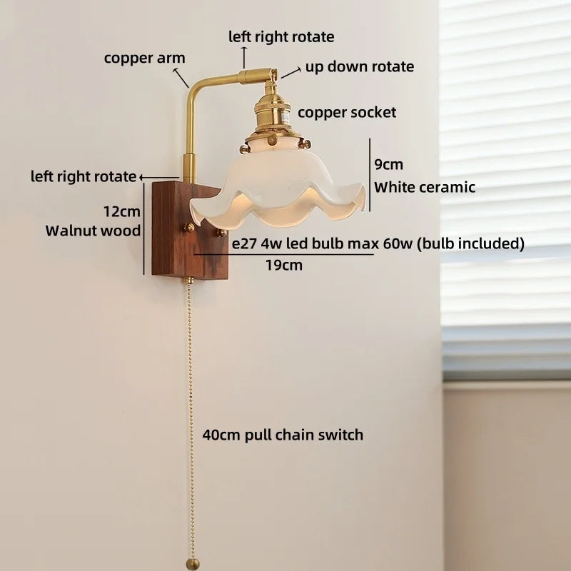 Amélie Vintage Ceramic Flower Wall Light