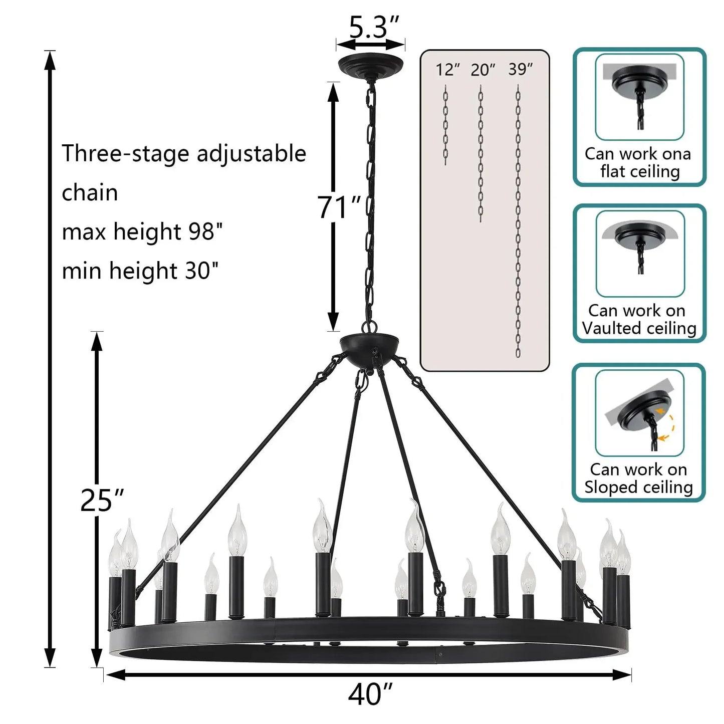 Anouk Wrought Iron Circular Pendant Light for Dining and Living Room
