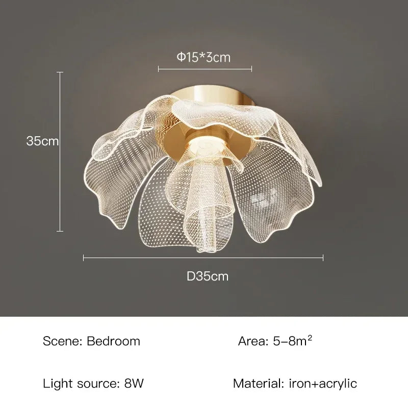 Juliette Luxury Gold Flower Acrylic LED Ceiling Light